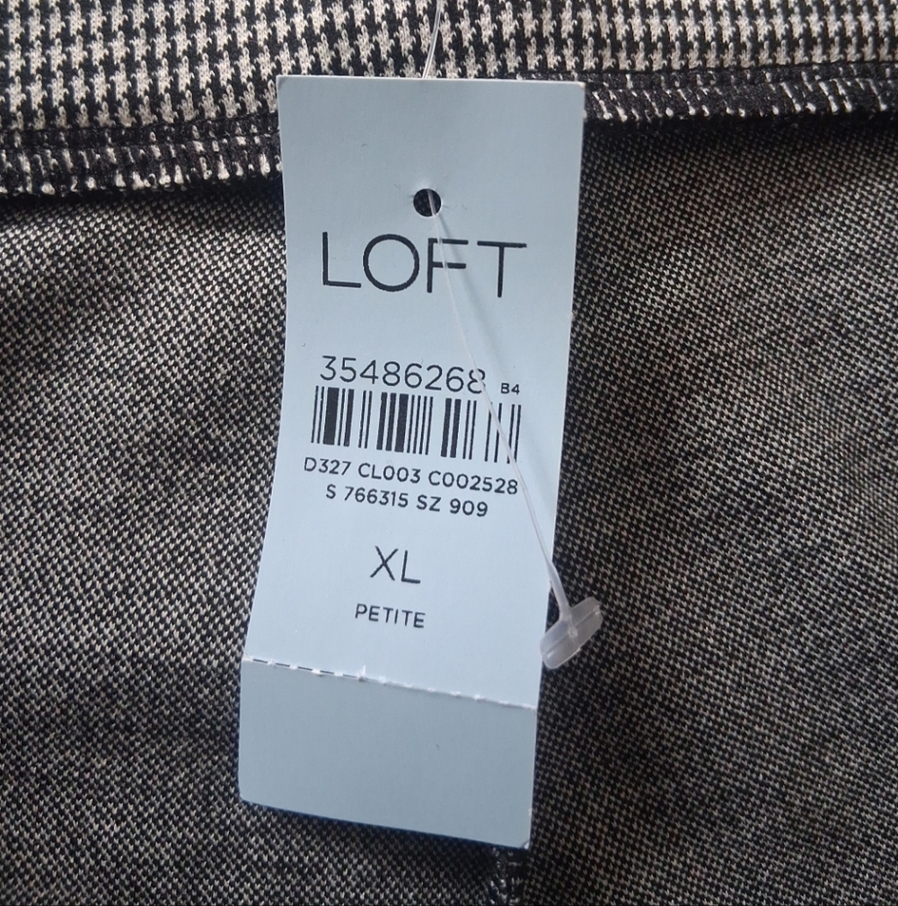 LOFT Black White Houndstooth Leggings Ponte Pants Pull-on Elastic Waist PXL Cop - Picture 4 of 15